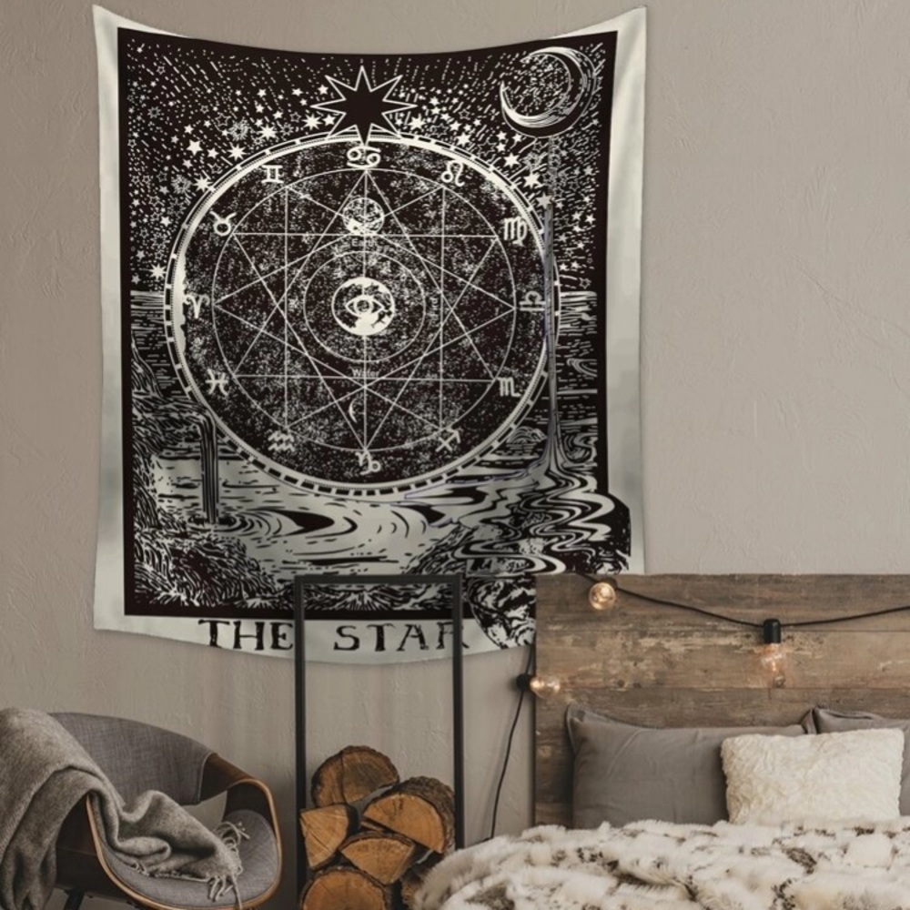 Mystical Black and White Star Tapestry